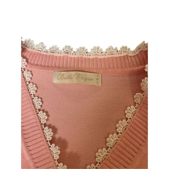Vintage sweater by Belle Poque pink sz Small - Picture 3 of 5